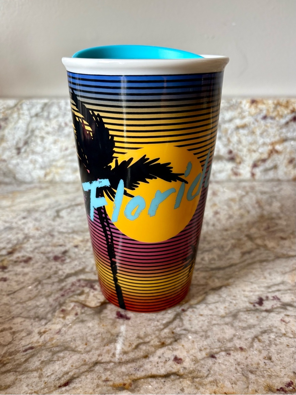 Starbucks—Florida Retro Sunset Palms Ceramic Travel Mug (2016)